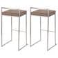 LumiSource Fuji 30" Stacker Bar Stool with Brown Cowboy Upholstery in Stainless Steel (Set of 2), , large