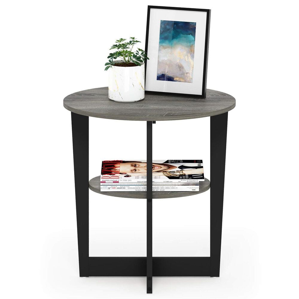 HOMLUX Oval End Table in French Oak and Black, , large