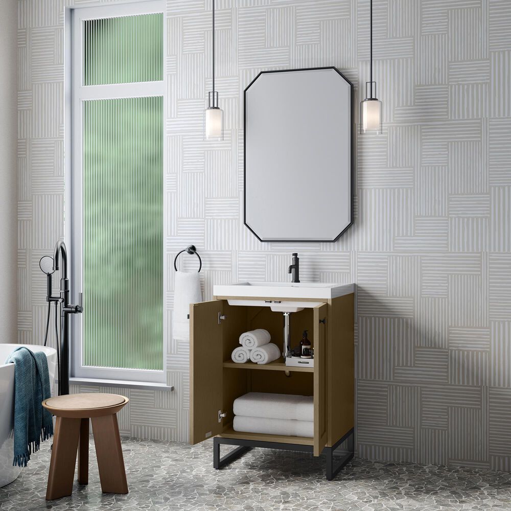 James Martin Vanities Chianti 24" Single Bathroom Vanity in Walnut Whisper and Champagne Brass with 2 cm White Glossy Composite Stone Top and Rectangular Sink, , large