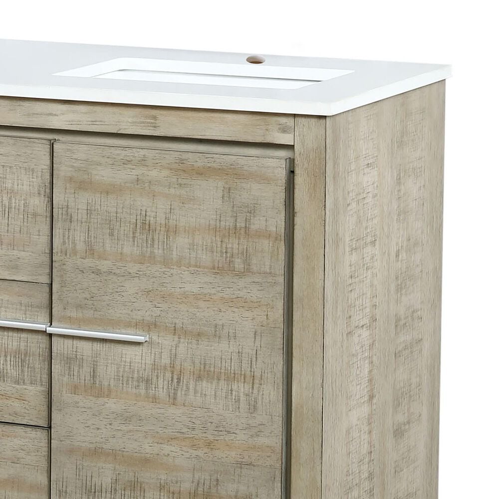 Lexora Home Lafarre 48&quot; Double Bathroom Vanity in Rustic Acacia with 2 cm White Quartz Top and Rectangular Sinks, , large