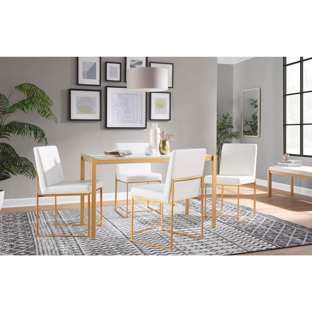 Lumisource Fuji Side Chair with White Cushion in Gold (Set of 2), , large