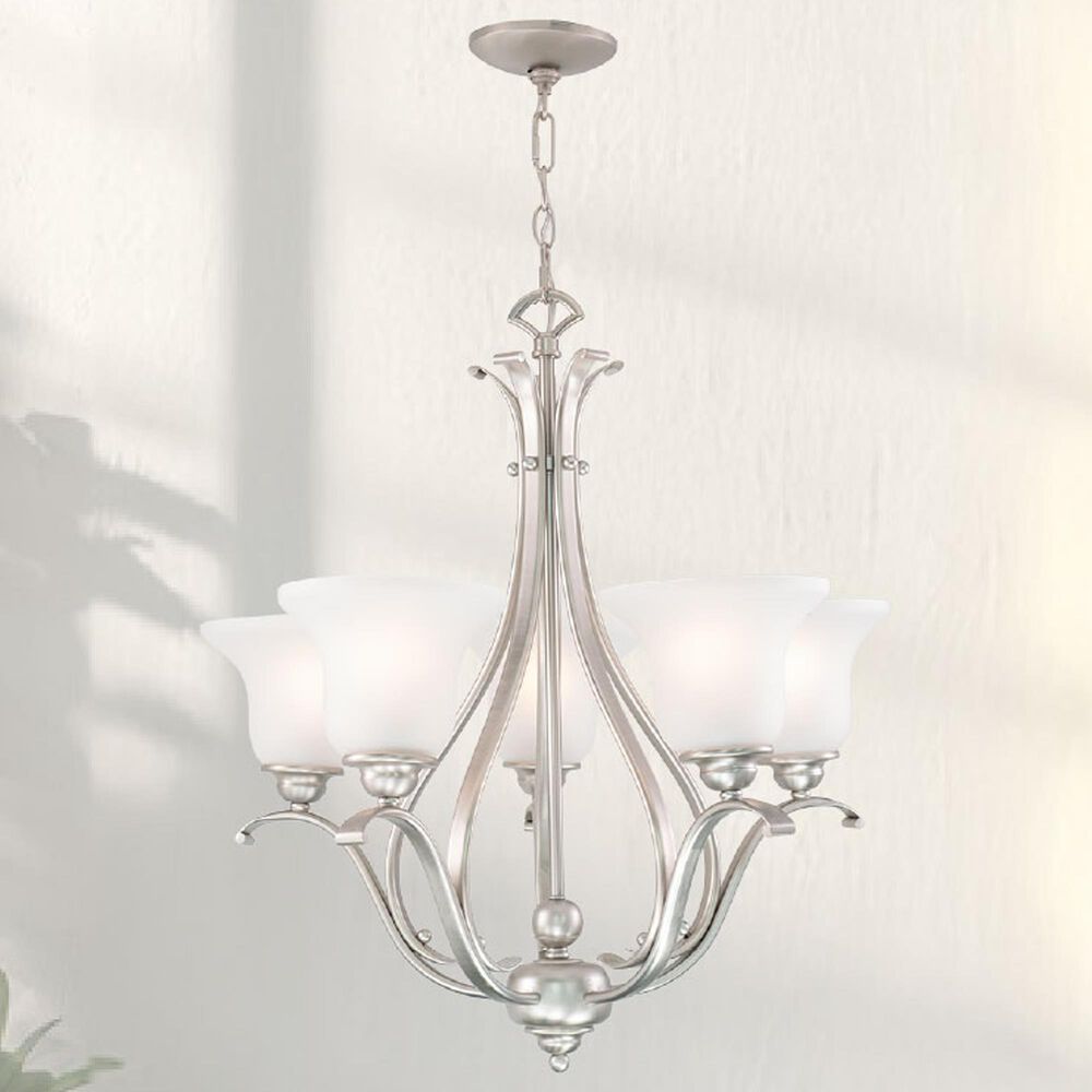 Vaxcel Monrovia 5-Light Chandelier in Brushed Nickel, , large