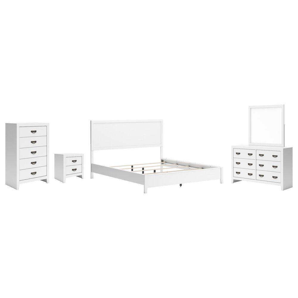 Ashley Binterglen 5-Piece King Panel Bedroom Set in White, , large