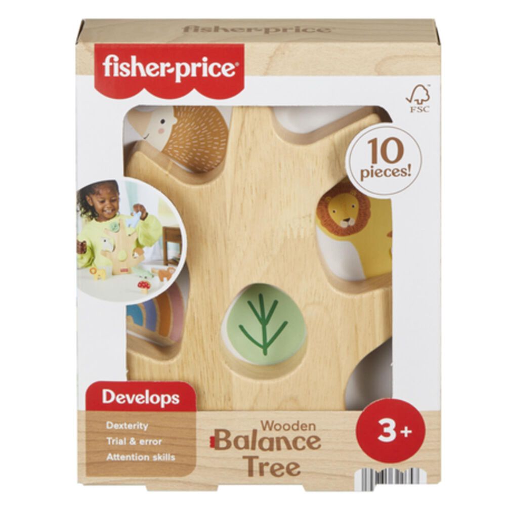 Fisher Price Wooden Balance Tree Preschool Stacking Activity Toy in Multicolor, , large