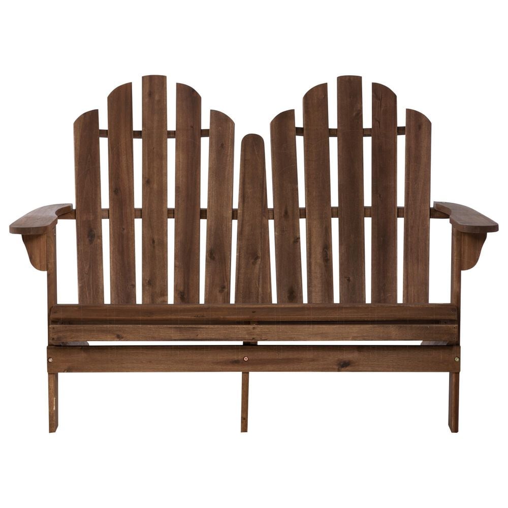 Linon Home Decor Adirondack Double Bench in Rich Acorn, , large