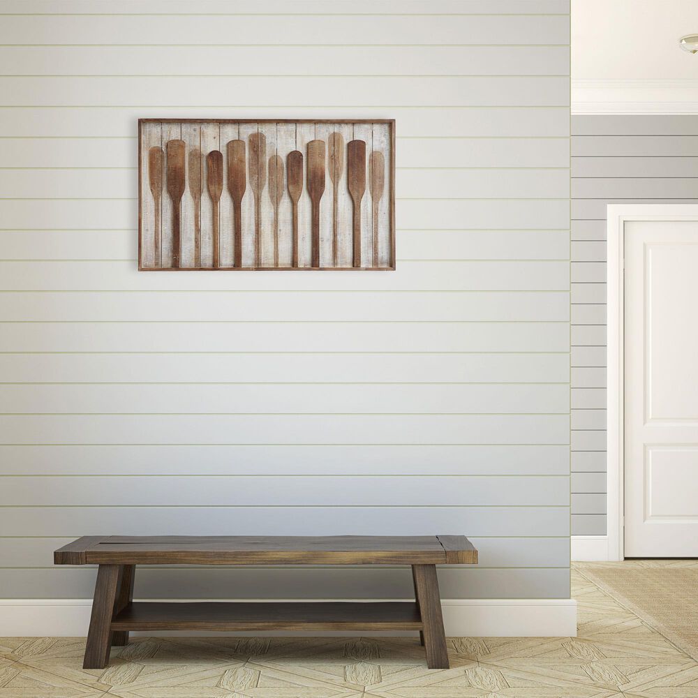 Creative Coop 47.25" x 28" Framed Wall Decor with Raised Paddles in Brown, , large