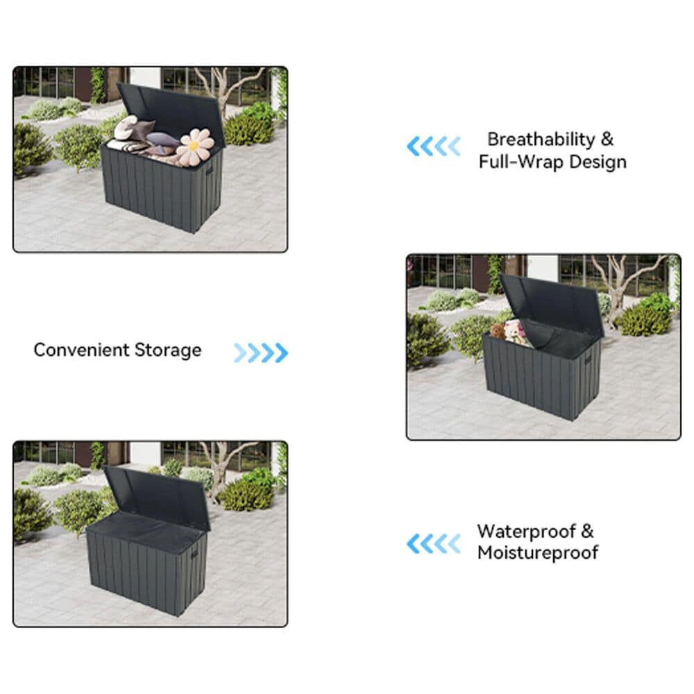 Hearth and Haven 200-Gallon Outdoor Storage Deck Box with Fabric Storage Bag in Dark Gray, , large