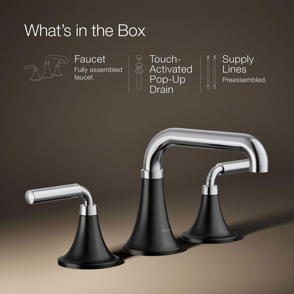 Kohler Tone Widespread Bathroom Sinks in Polished Chrome and Matte Black, , large