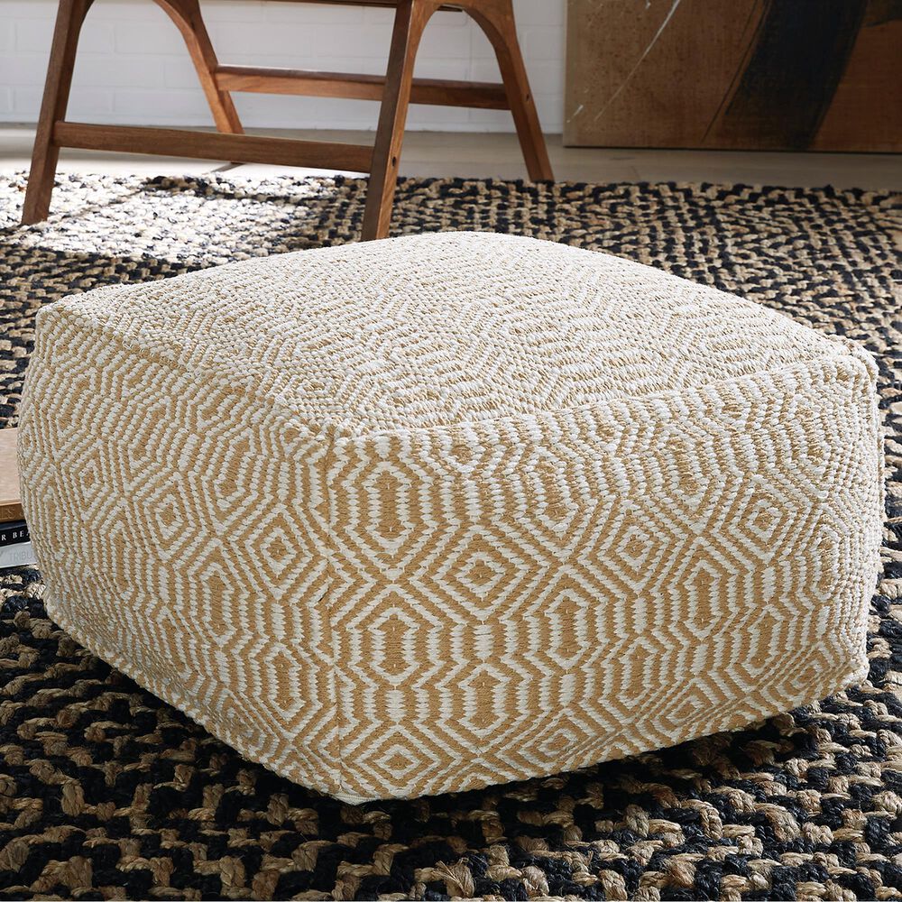 Ashley Adamont Pouf in Tan and Ivory, , large