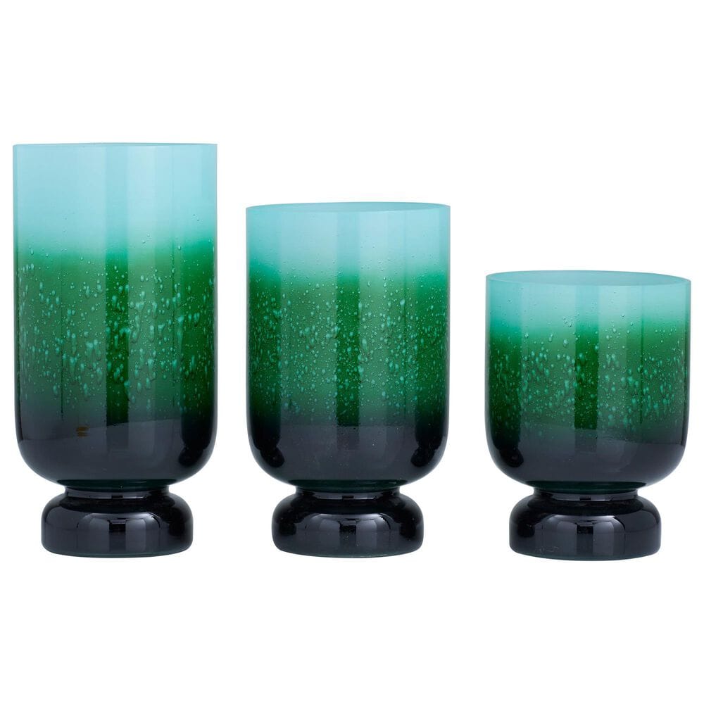 Maple and Jade Glass Candleholder in Ombre Green (Set of 3), , large