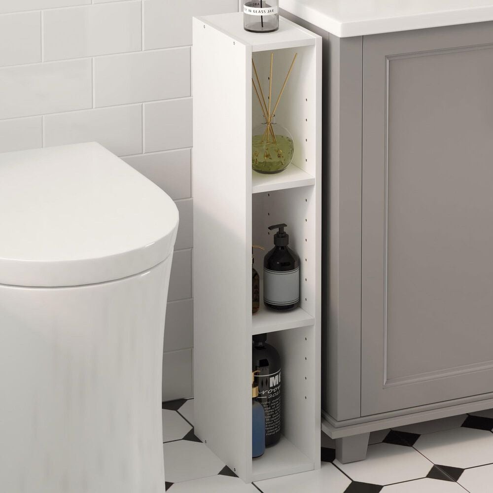 HOMLUX 6" 3-Tier Space Saving Bookcase with Open Adjustable Shelves in White, , large