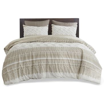 Hampton Park Mila 3-Piece Full/Queen Comforter Set in Taupe and Natural White, , large