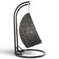 Leisuremod 57" Patio 2-Seat Hanging Egg Swing Chair with Charcoal Blue Cushion in Charcoal, , large