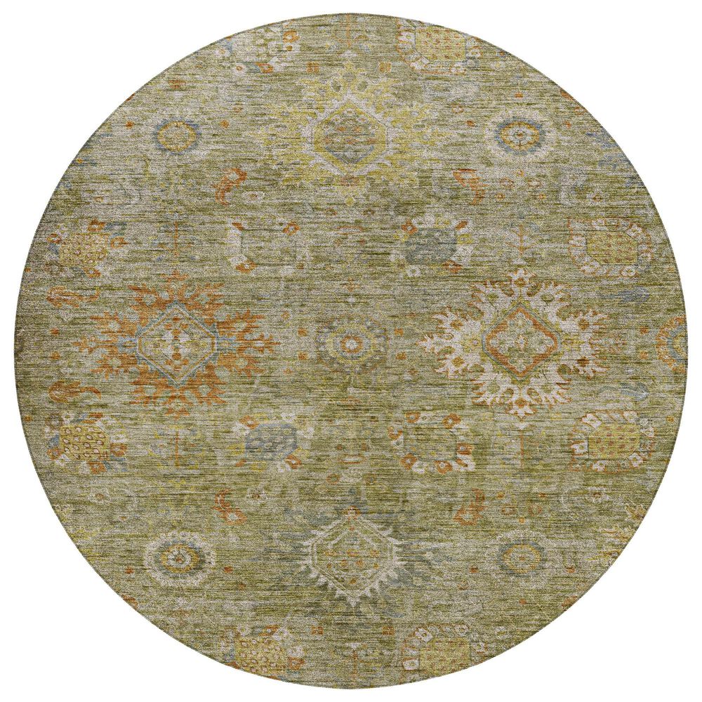 Dalyn Rug Company Silk Road Sage, Aloe, Fern, Copper and Ivory 8" Round Area Rug, , large