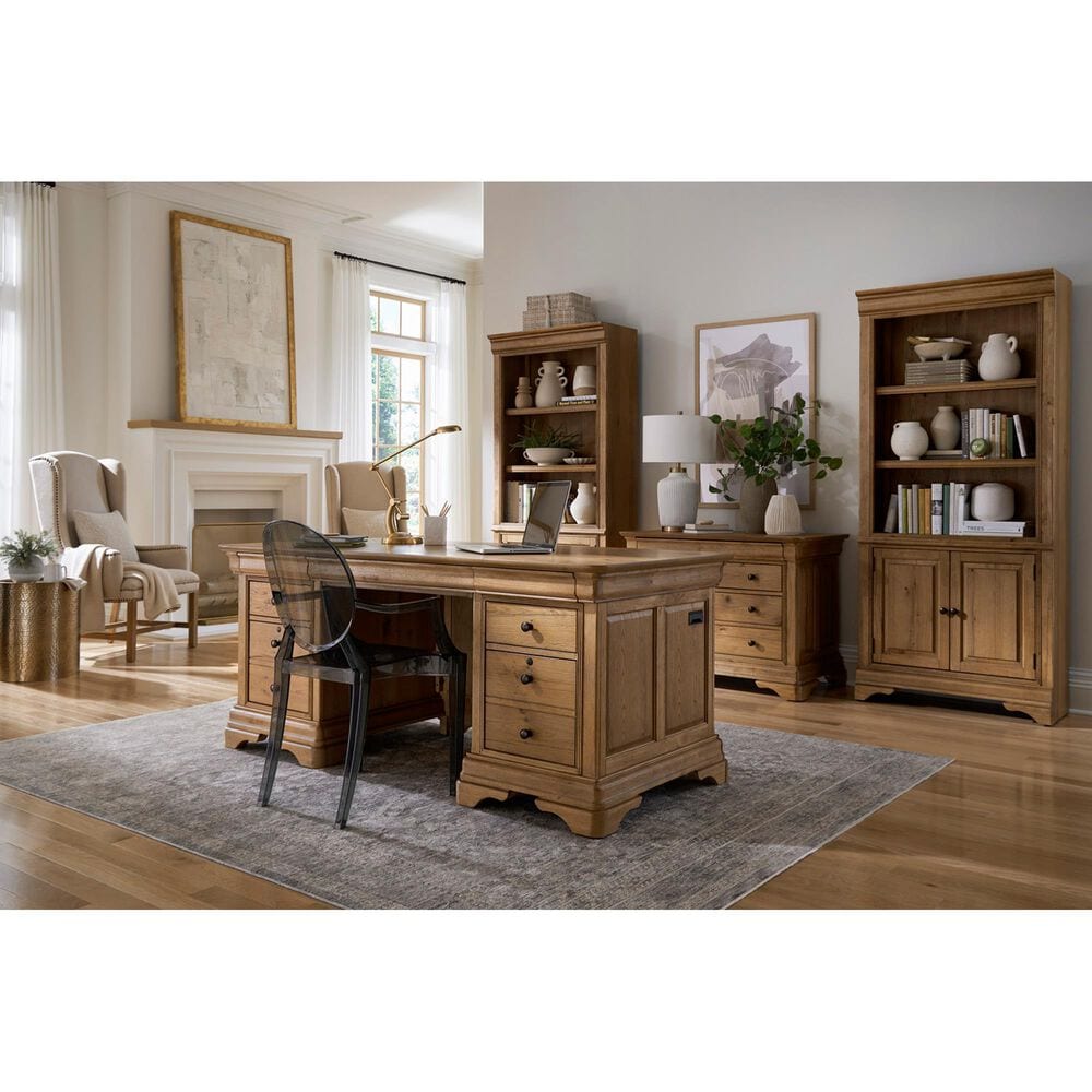 Riva Ridge Chateau Philippe 2-Piece Executive Desk and File Cabinet Set in Cognac, , large