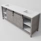 Lexora Home Marsyas 84" Double Bathroom Vanity in Ash Grey with 2 cm White Cultured Marble Top and Rectangular Sinks, , large