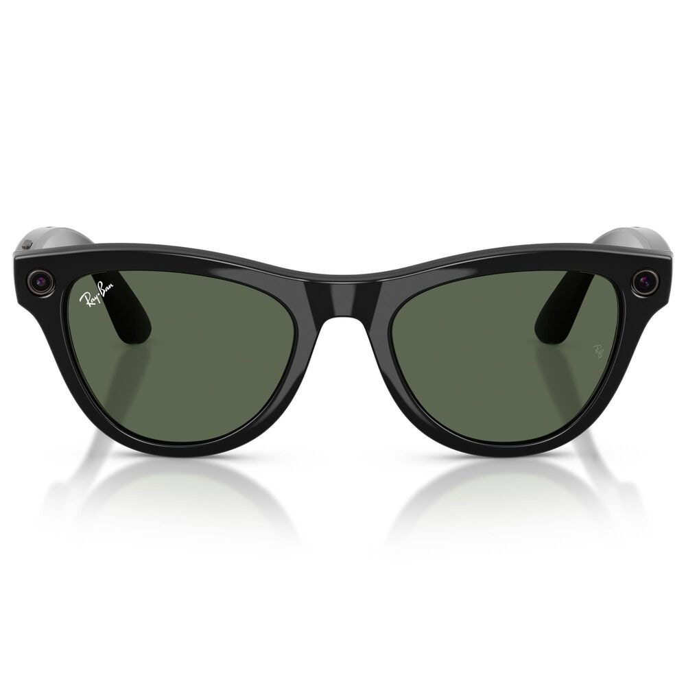 Rayban Glasses Skyler Gen 2 Sunglasses with Green Lenses in Shiny Black, , large