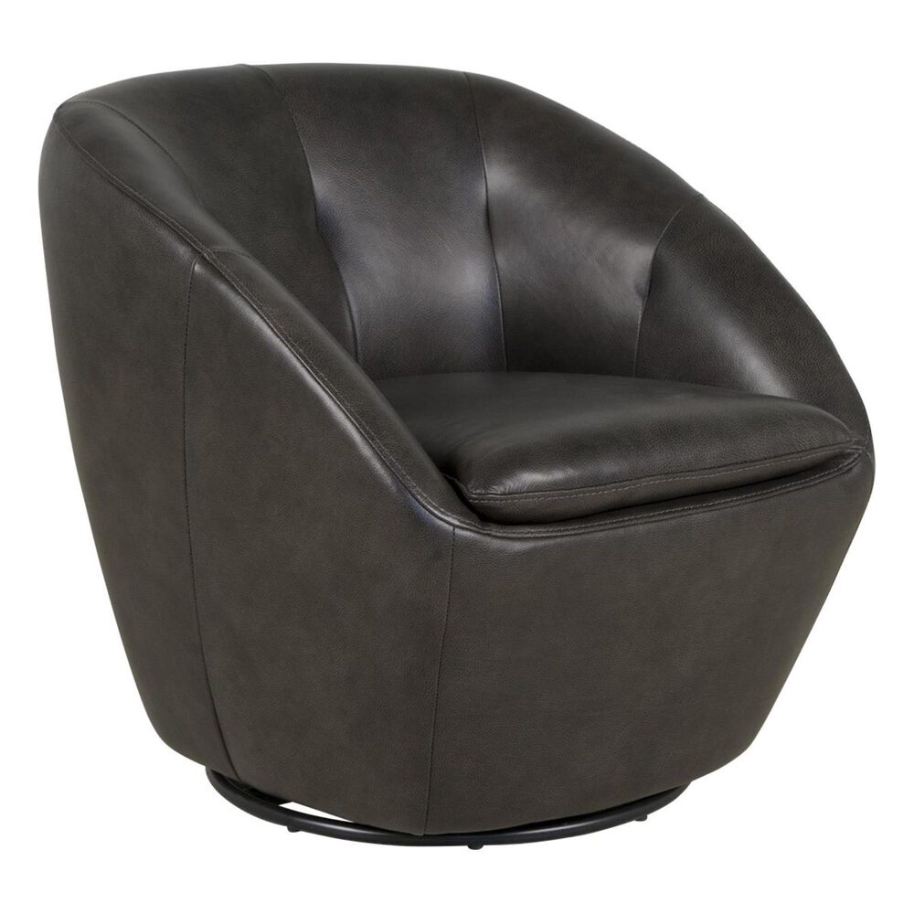 Flexsteel Wade Leather Swivel Chair in Taupe Nebraska Furniture Mart