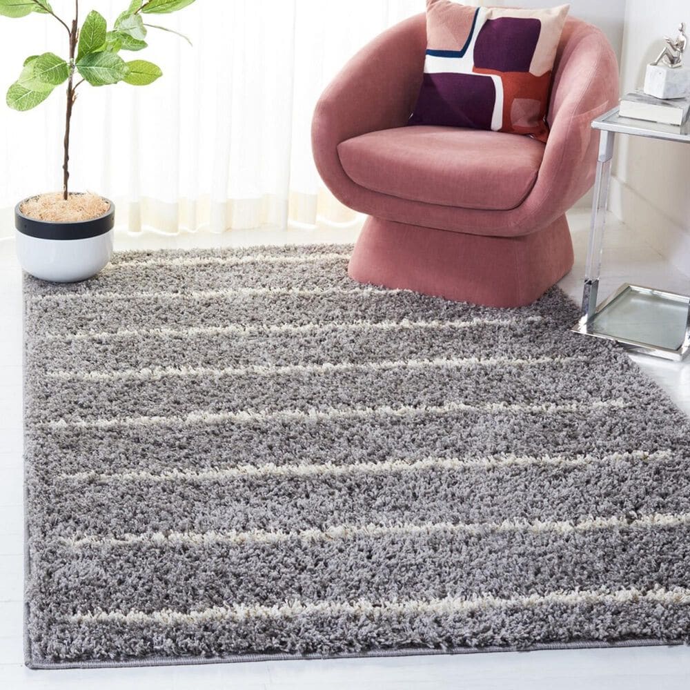 Safavieh Venus Shag VNS604J 5&#39;3&quot; x 7&#39;6&quot; Grey and Ivory Area Rug, , large
