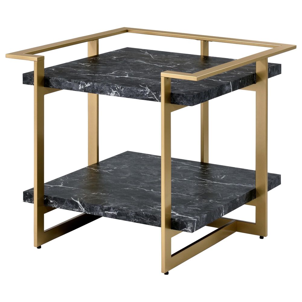 Furniture of America Magee Coffee Table Set in Black and Gold &#40;Set of 2&#41;, , large