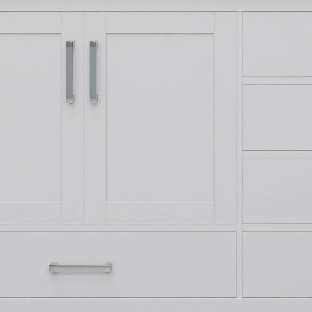 Lexora Home Jacques 72&quot; Double Bathroom Vanity in White with 2 cm White Quartz Top and Rectangular Sinks, , large