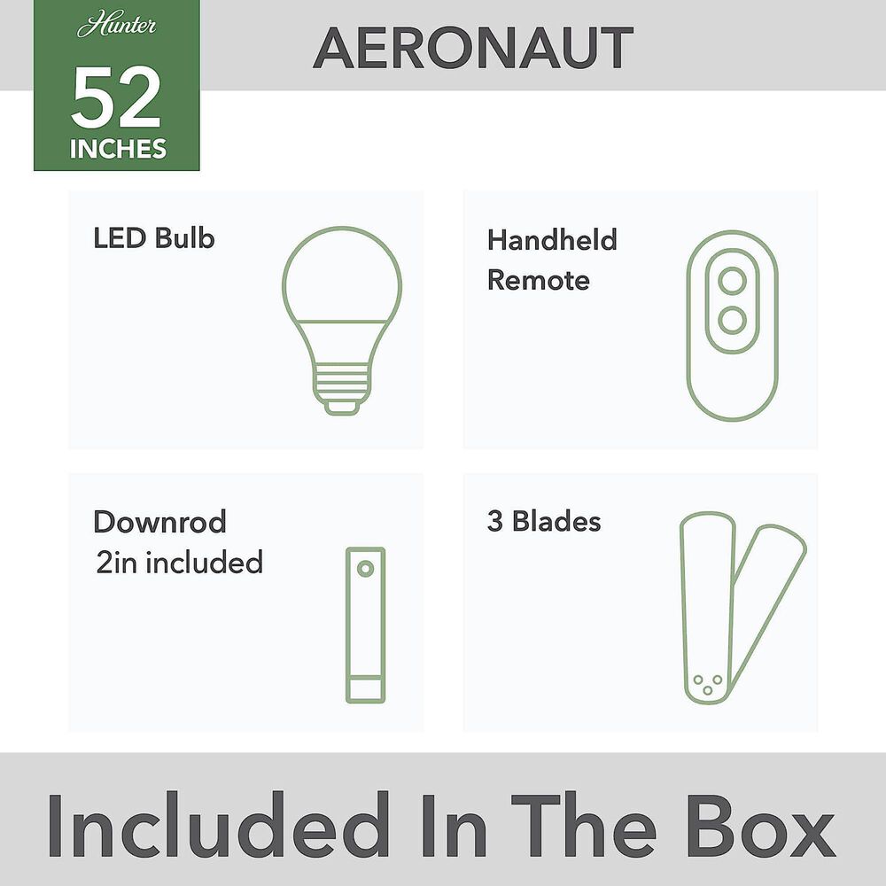 Hunter Aeronaut Outdoor Smart 52&quot; Ceiling Fan with LED Light in Matte Black, , large