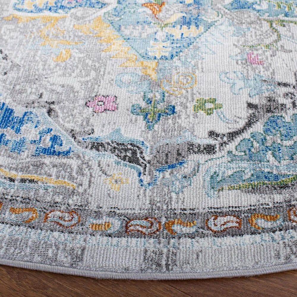 Safavieh Aria 6&#39;6&quot; Round Grey and Blue Area Rug, , large