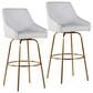 LumiSource Hannah Swivel Bar Stool with White Faux Leather Upholstery in Gold (Set of 2), , large