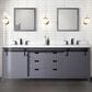 Lexora Home Marsyas 84" Double Bathroom Vanity in Dark Grey with White Carrara Marble Top and Rectangular Sinks, , large