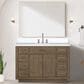Lexora Home Abbey 48" Single Bathroom Vanity in White Oak with 2 cm White Cultured Marble Top, Rectangular Sink and 43" Mirror, , large