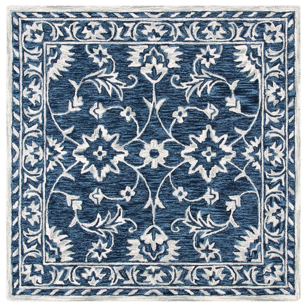 Safavieh Micro-Loop 5" Square Navy and Taupe Area Rug, , large