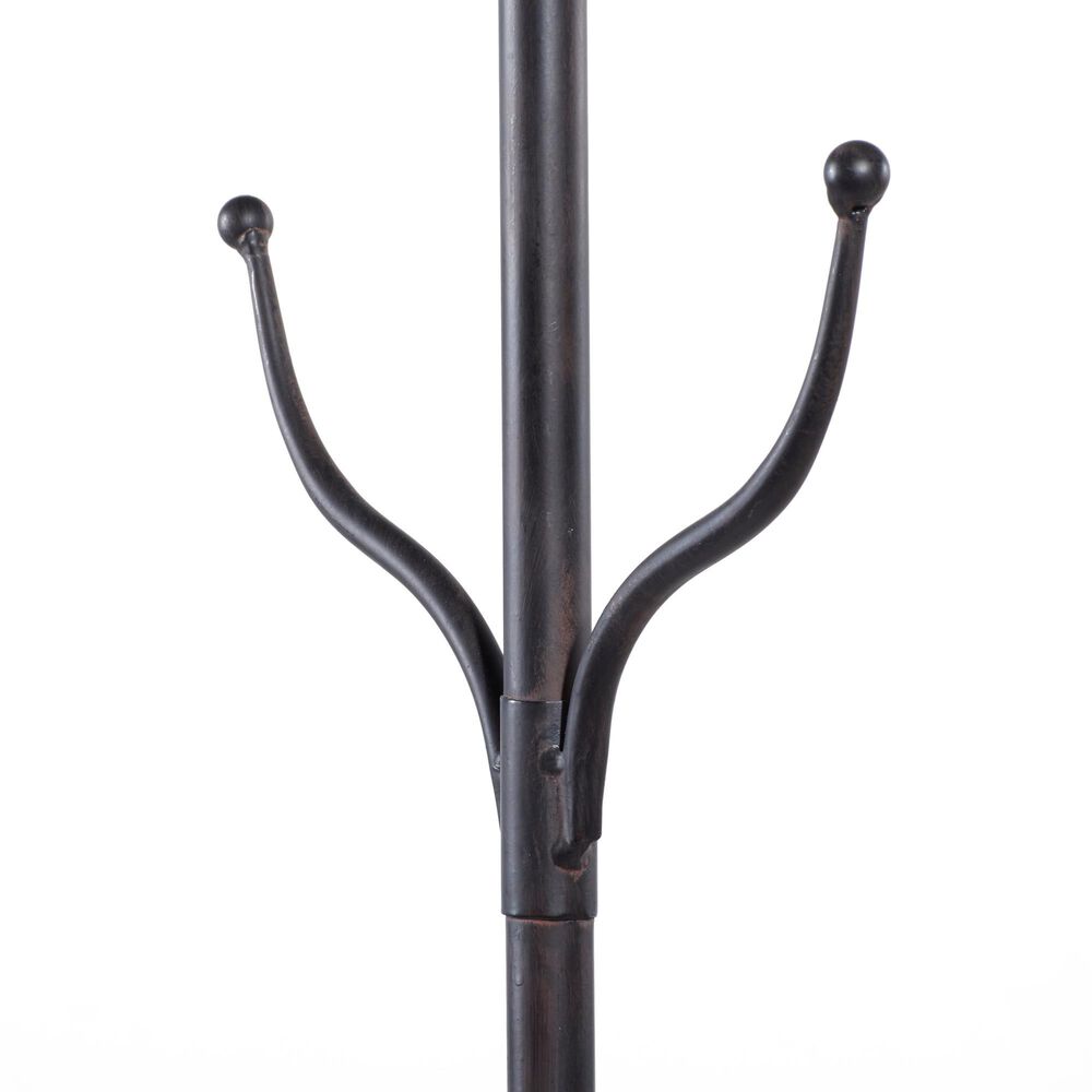 Maple and Jade 72&quot; Industrial Metal Hall Tree in Black and Brown, , large