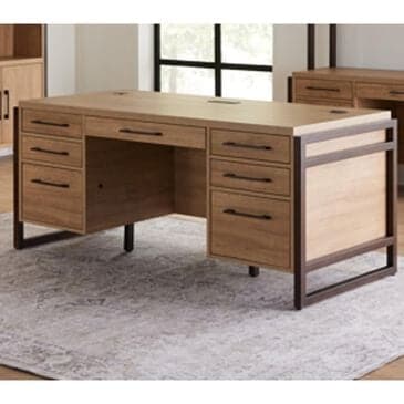 Wycliff Bay Double Pedestal Desk in Tan, , large