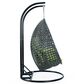 Leisuremod Patio 2-Seat Hanging Egg Swing Chair with Light Green Cushion in Charcoal, , large