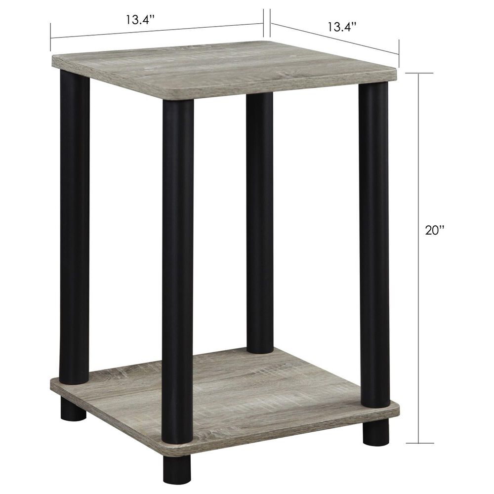 HOMLUX 2-Tier Turn-N-Tube End Table in French Oak Grey and Black, , large