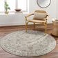 Surya Dresden Taupe, Off-White, Dusty Sage, Light Gray, Deep Teal, Olive and Mustard 5"3" Round Area Rug, , large