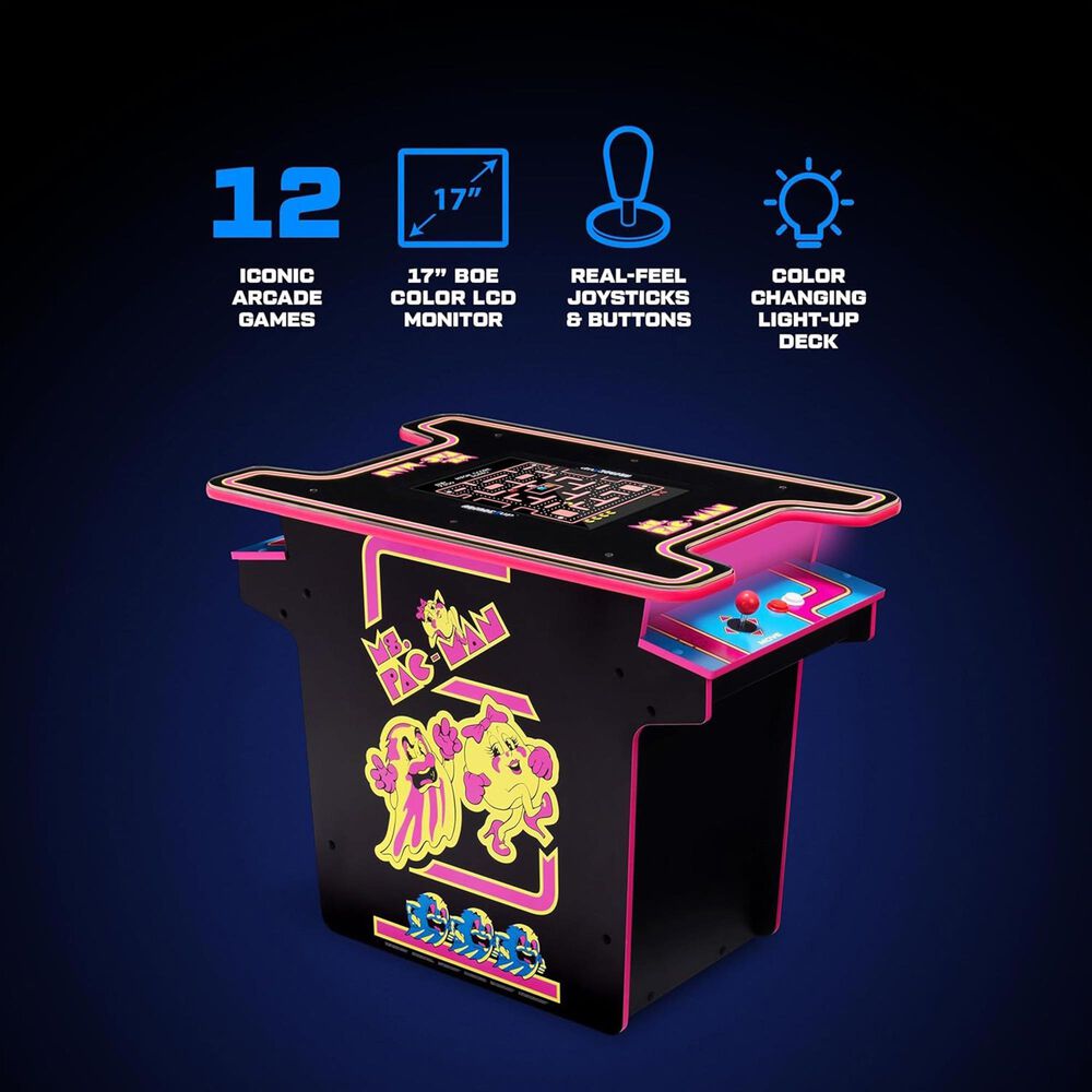 Arcade1Up Ms. Pac-Man Arcade Cocktail Table in Multicolor, , large