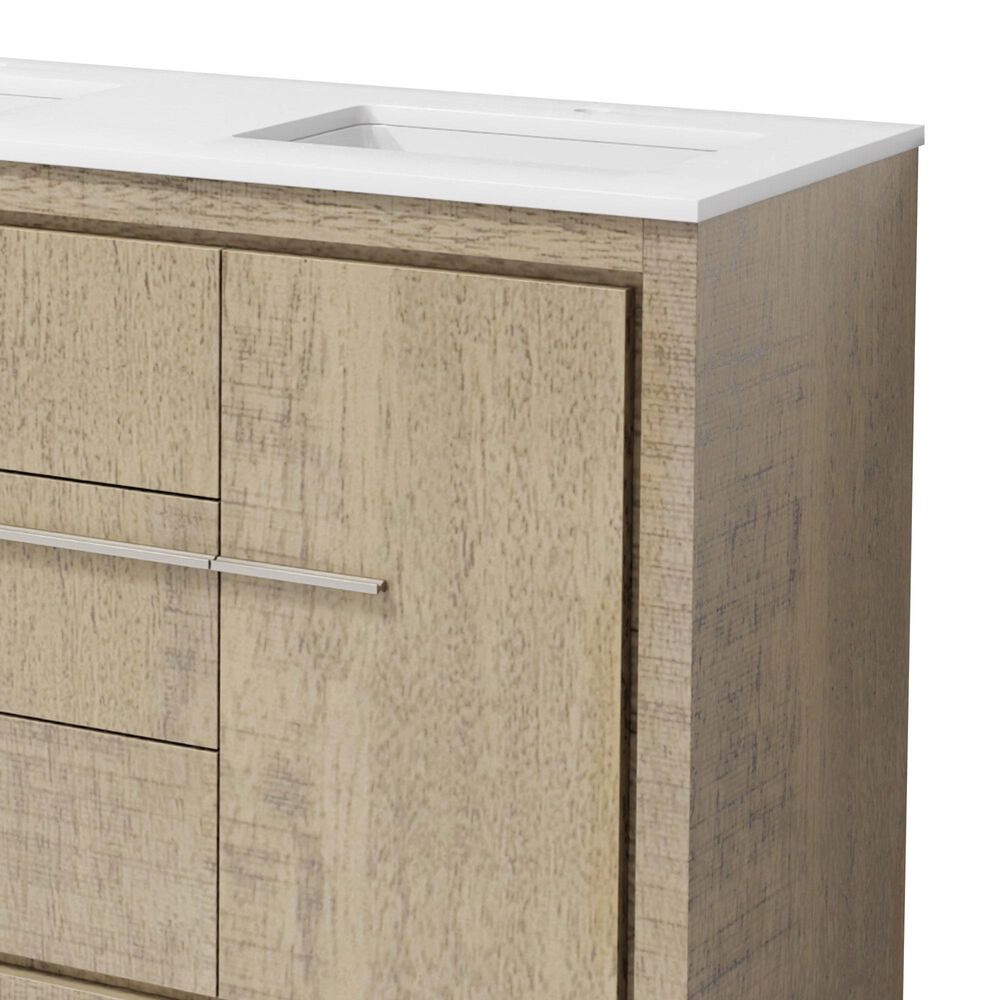 Lexora Home Lafarre 48&quot; Double Bathroom Vanity in Rustic Acacia with 2 cm White Quartz Top and Rectangular Sinks, , large