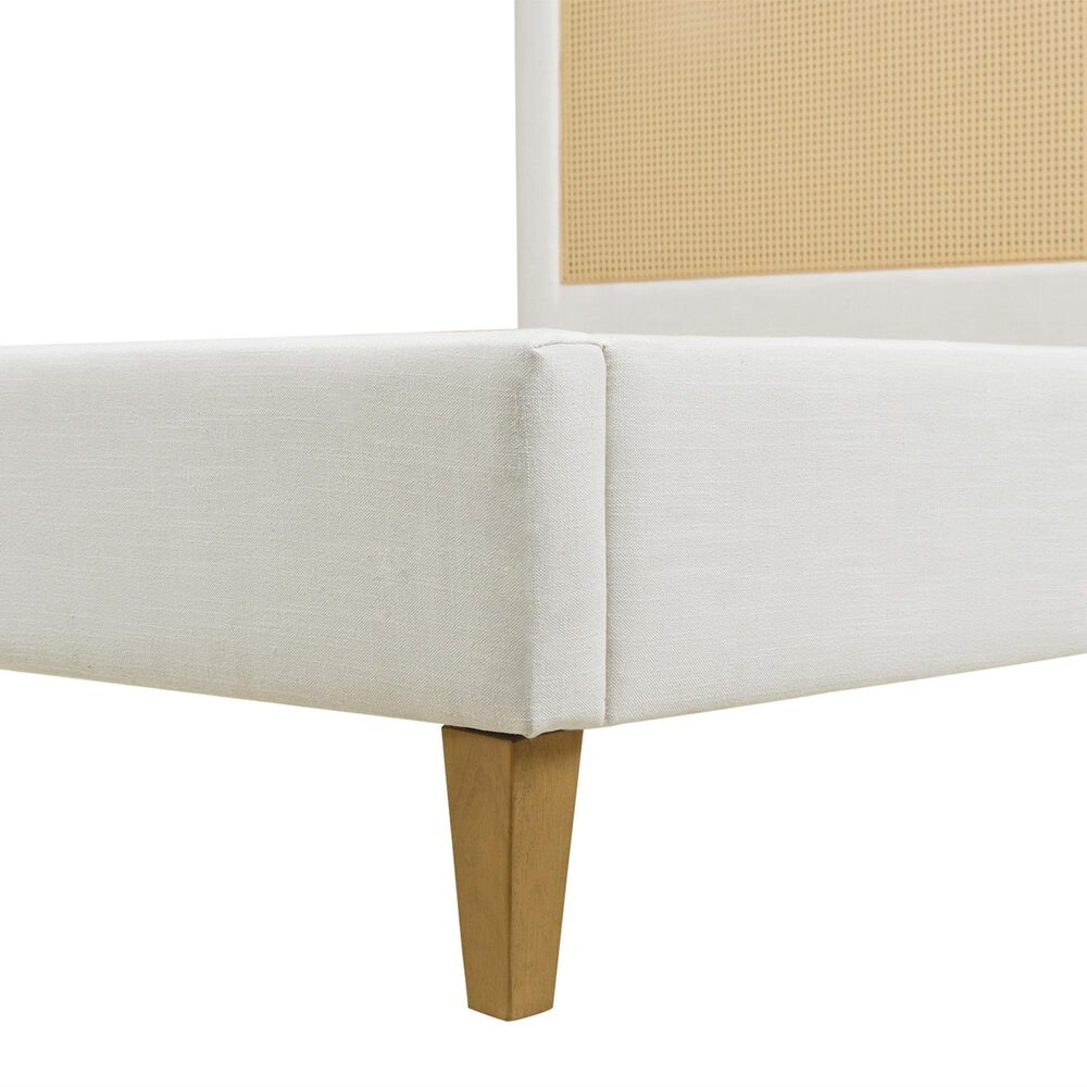 Jennifer Taylor Home Haley Queen Platform Bed with Snow White Upholstered in Natural, , large