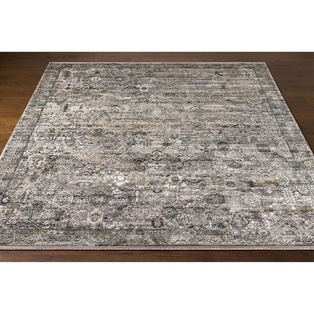 Surya Solar 2&#39; x 3&#39; Gray, Light Gray, Charcoal, Black and Mustard Area Rug, , large