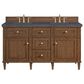 James Martin Vanities Lorelai 60" Double Vanity in Mid-Century Walnut with 3 cm Charcoal Soapstone Quartz Top, , large