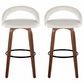 LumiSource Grotto Swivel Bar Stool with White Velvet Upholstery in Walnut Wood and Black (Set of 2), , large