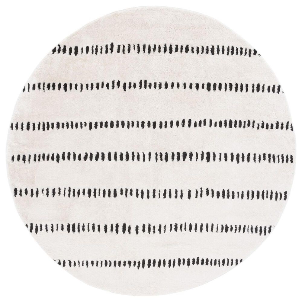 Safavieh Melody MEL114A 6"7" Round Ivory and Black Area Rug, , large