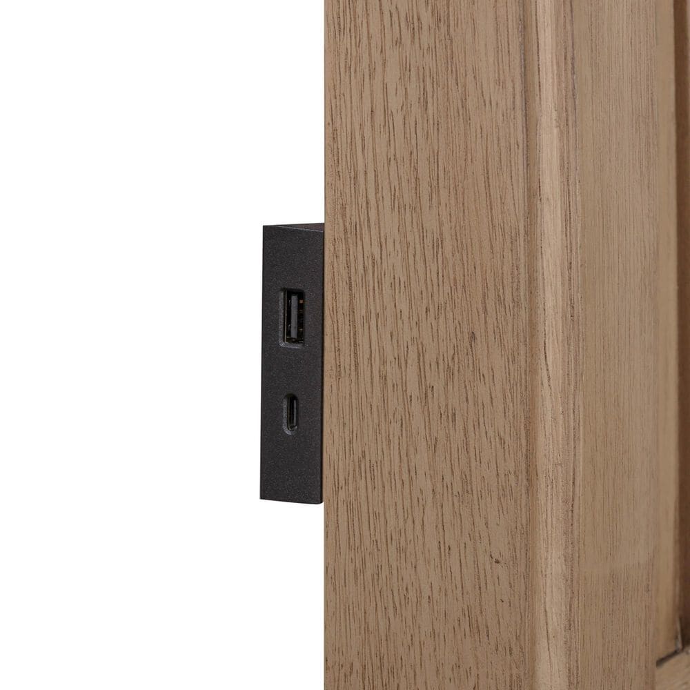 Riva Ridge Oxford King Panel Bed in Tan with USB Ports, , large