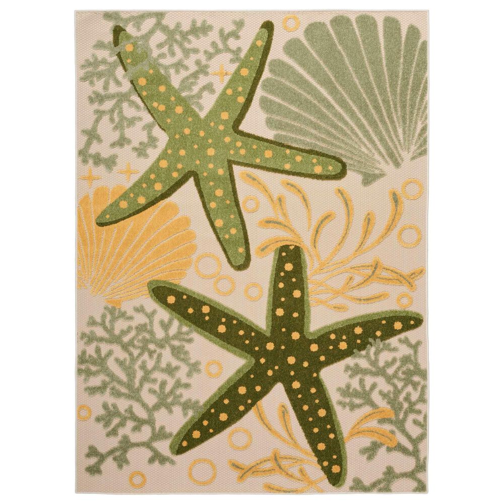 Nourison Aloha 10" x 14" Green and Yellow Indoor/Outdoor Area Rug, , large