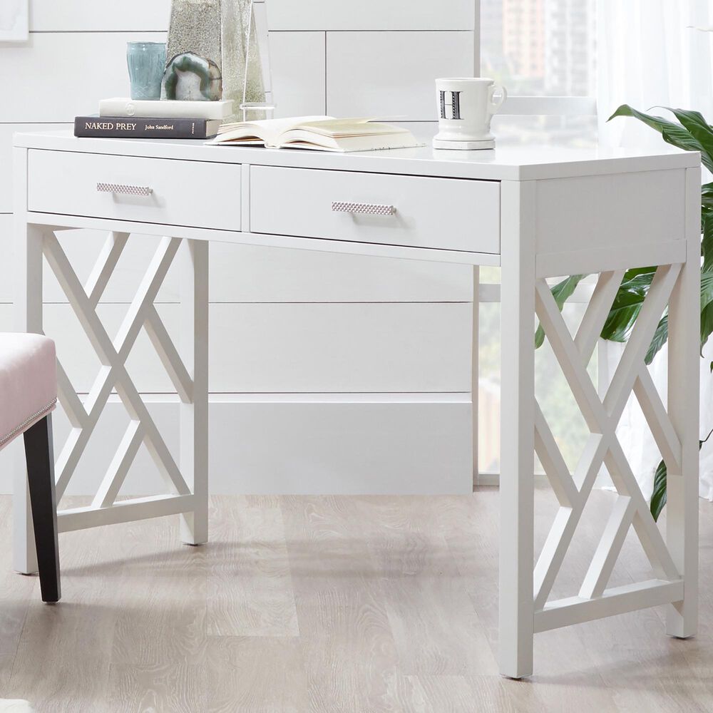 Accentric Approach Accentric Accents Lattice Work Writing Desk in White, , large