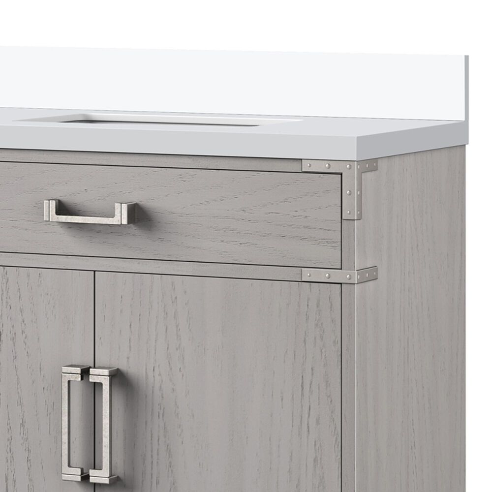 Lexora Home Laurel 84&quot; Double Bathroom Vanity in White Oak with White Quartz Top and Rectangular Sinks, , large