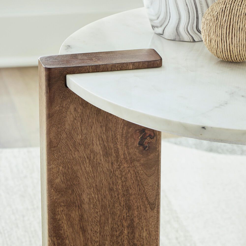 Ashley Isanti 3-Piece Occasional Table Set in White and Light Brown, , large