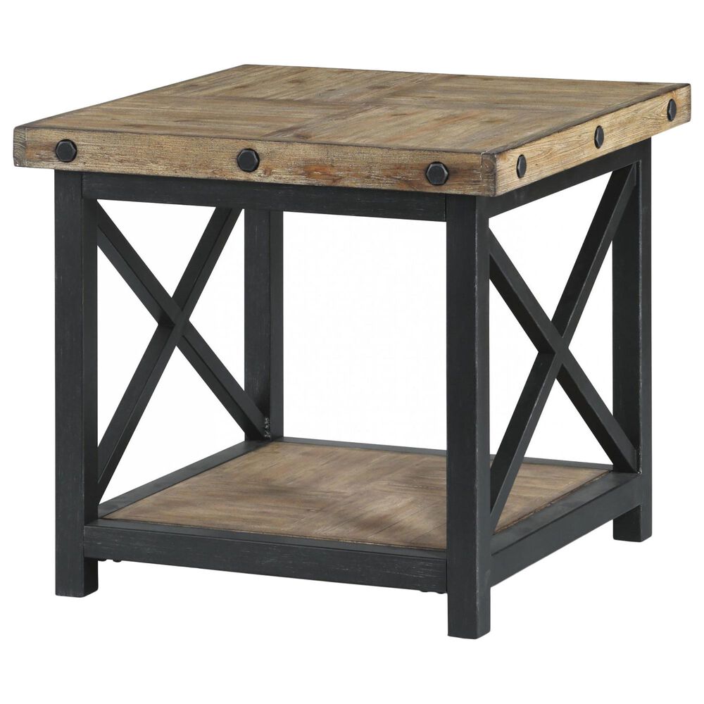 Flexsteel Carpenter Lamp Table in Rustic Light Brown, , large