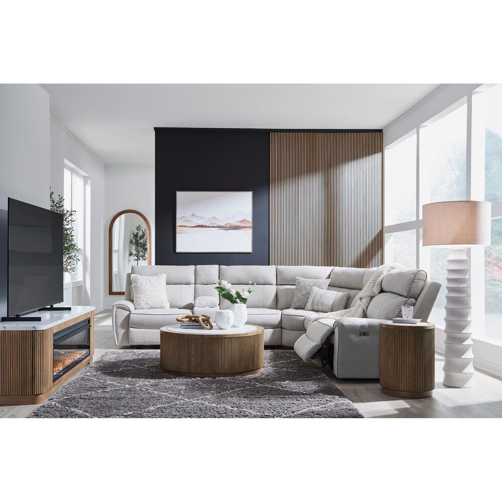Ashley Social Pointe 6-Piece Power Reversible Reclining Sectional in Pearl and Ash, , large
